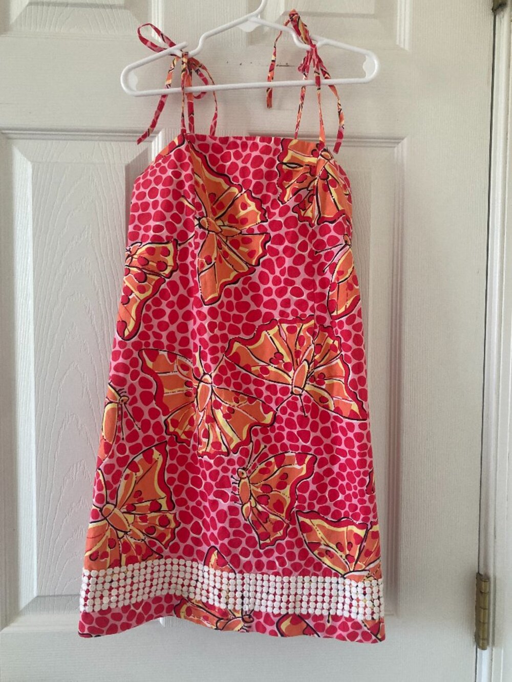 Vintage Lilly Pulitzer Girls’ Pink Butterfly Print Dress Size 8 White Label